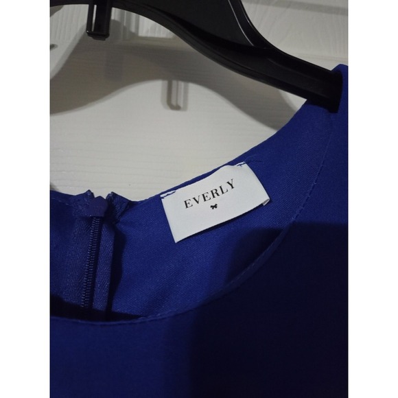 Anthropologie Everly Blue Sleeveless Flutter Mini Dress Size L - Picture 2 of 4